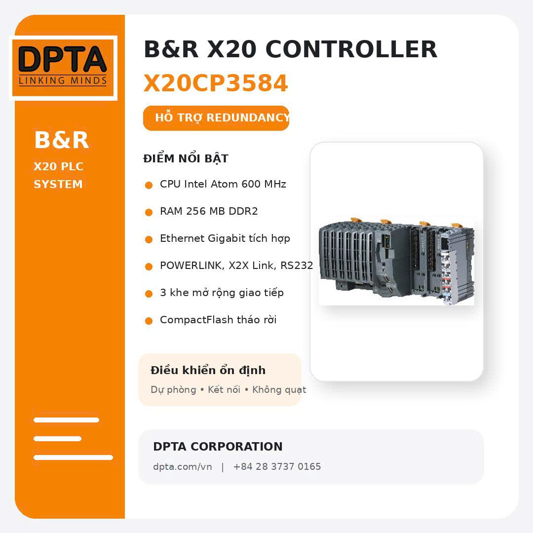 B&R X20CP3584 – PLC HỖ TRỢ DỰ PHÒNG CHO HỆ THỐNG CẦN VẬN HÀNH LIÊN TỤC