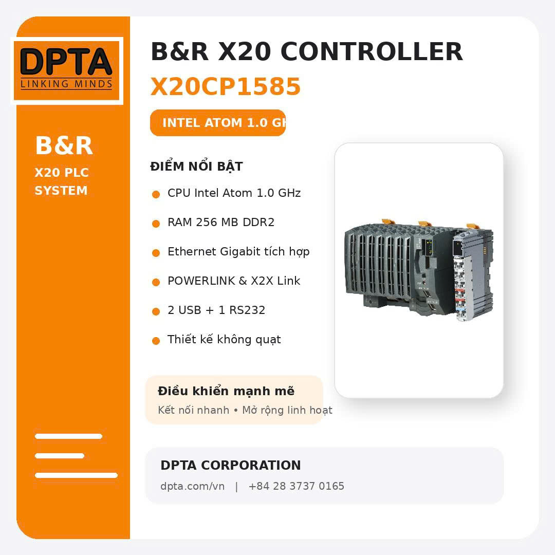 B&R X20CP1585 – BỘ ĐIỀU KHIỂN PLC MẠNH MẼ CHO HỆ THỐNG TỰ ĐỘNG HÓA HIỆN ĐẠI